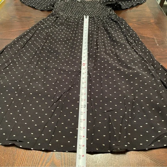NWT OTT Black Midi Dress with Tan Dash Pattern | Large - Picture 10 of 13